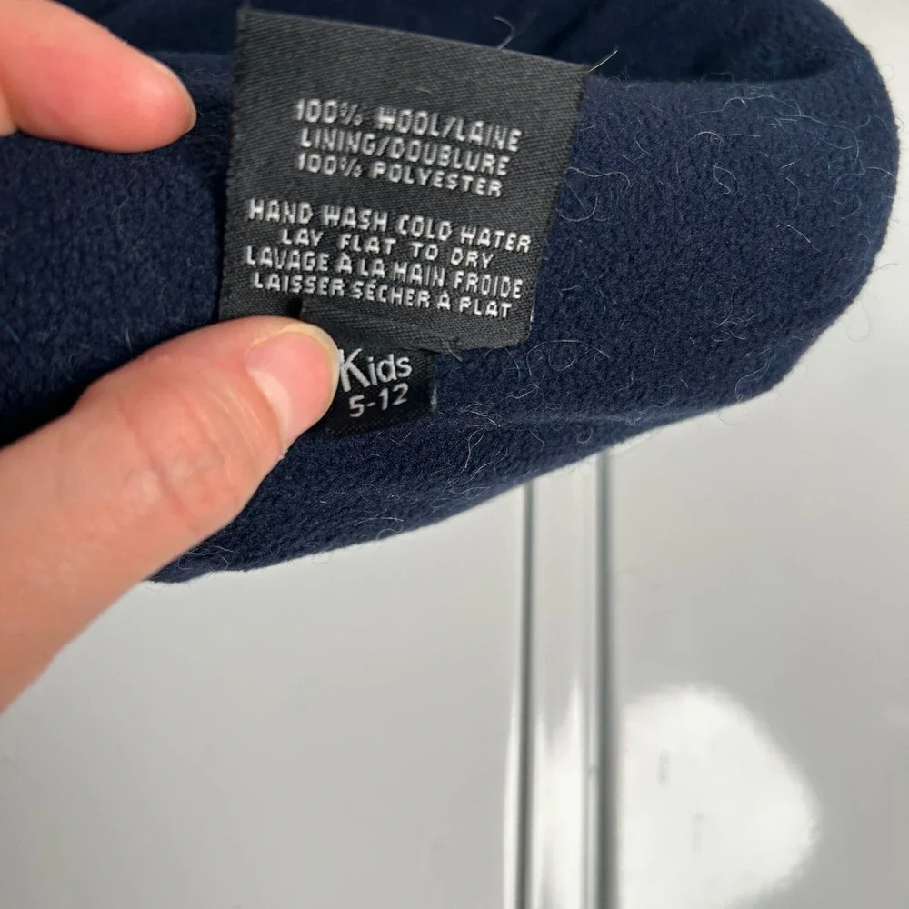 everest designs sherpa earflap blue wool fleece lined youth size 5-12 ‎ knit hat